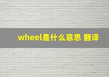 wheel是什么意思 翻译